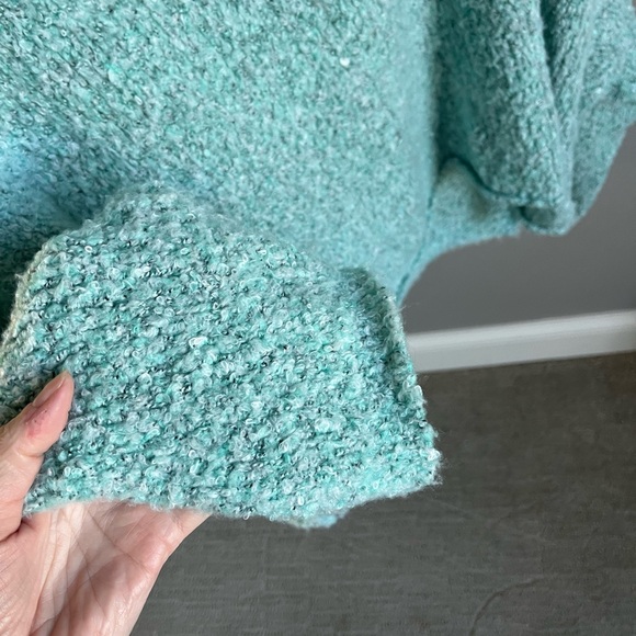 Free People Textured turquoise BFF Cowl Neck Sweater - Picture 3 of 7